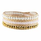 Coral, Rose Gold & Pearl Crystal Beaded Wrap